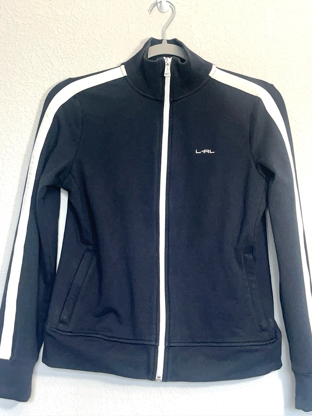LAUREN RALPH LAUREN Black Track Jacket Women Small 90s Retro Sportswear Y2K